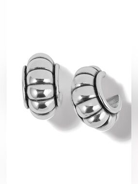 Brighton Mystic Moon Chunky Ribbed Silver Hoop Earrings